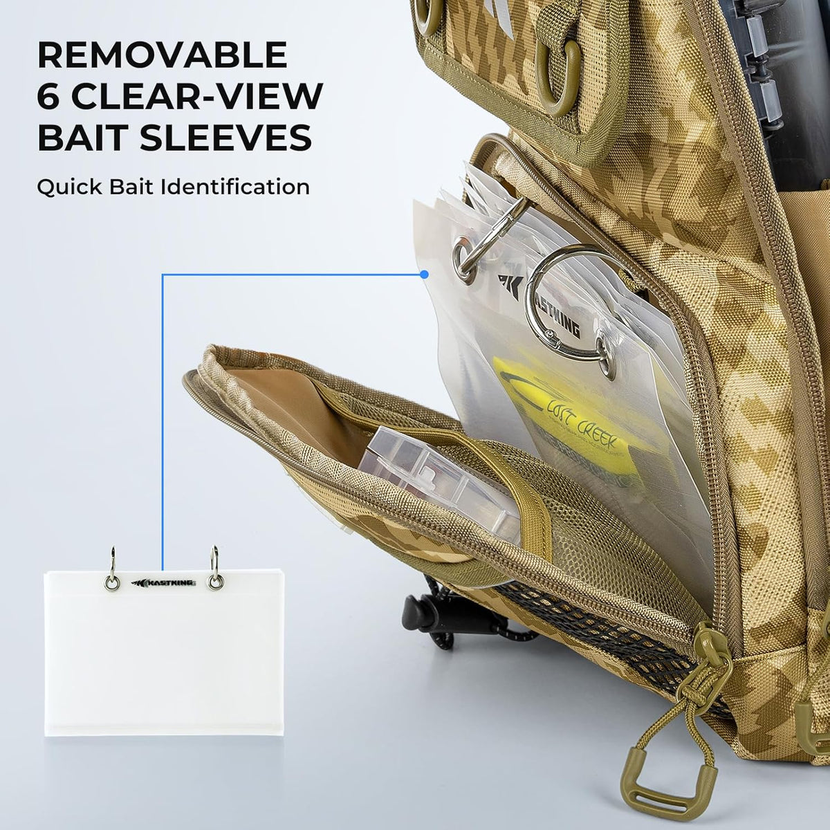 KastKing BaitSpace Fishing Sling Bag, Fishing Backpack with Rod Holder