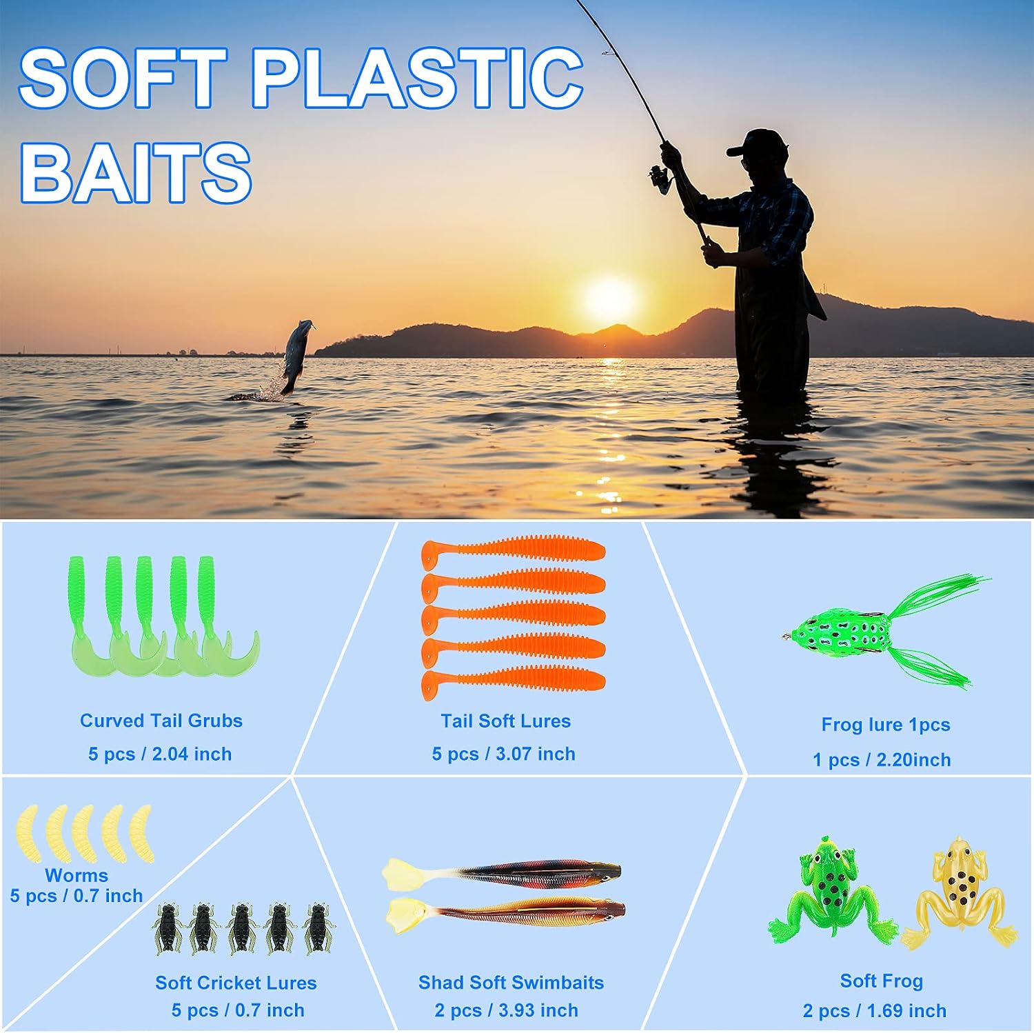 Fishing Lures Tackle Box Bass Kit with Plier,Saltwater & Freshwater Baits