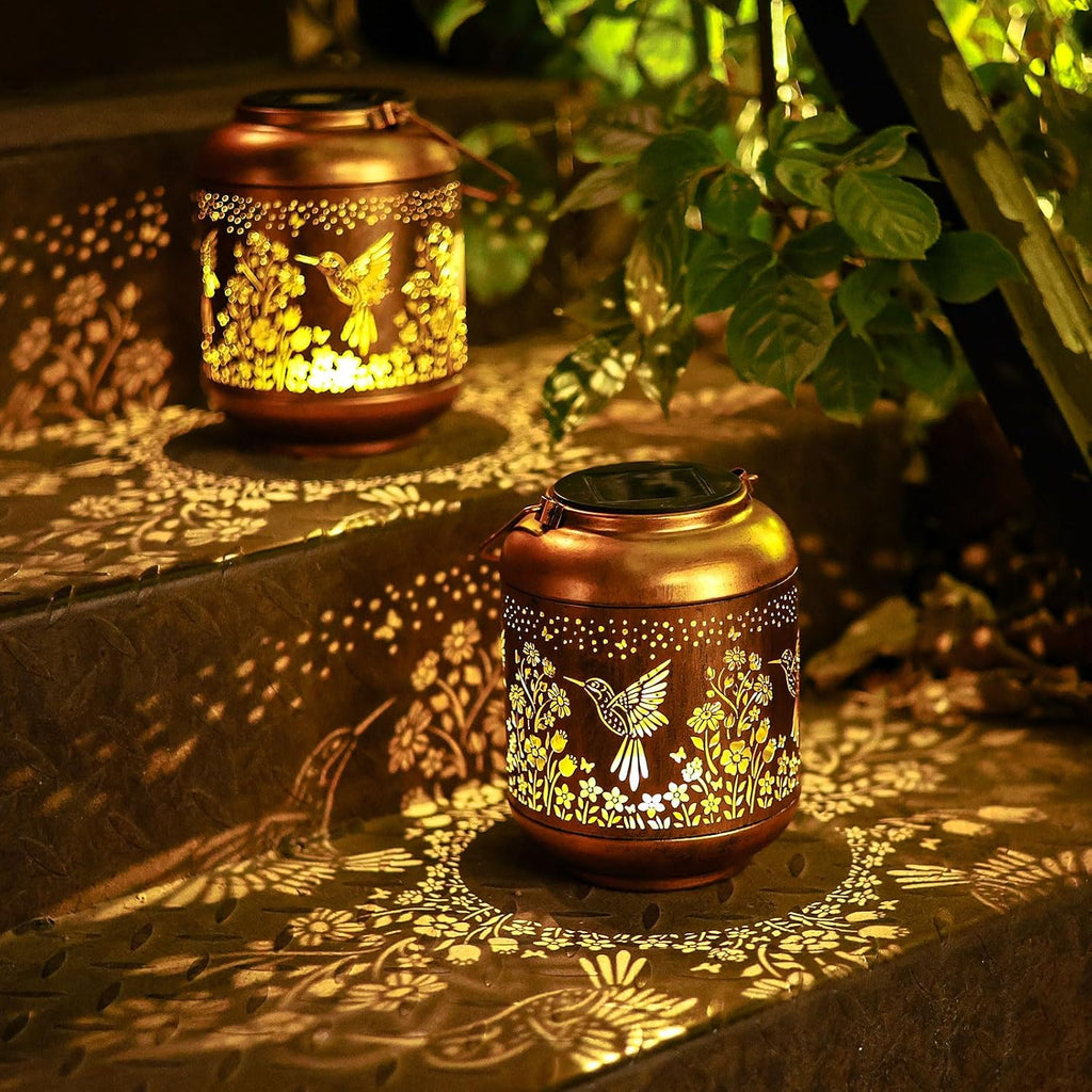 Hummingbird Solar Lanterns Outdoor Waterproof,Birthday Gifts for Women Grandma Hanging Lantern Decorative Solar Lights for Decor Garden, Patio, Porch, Backyard, Pathway, Lawn