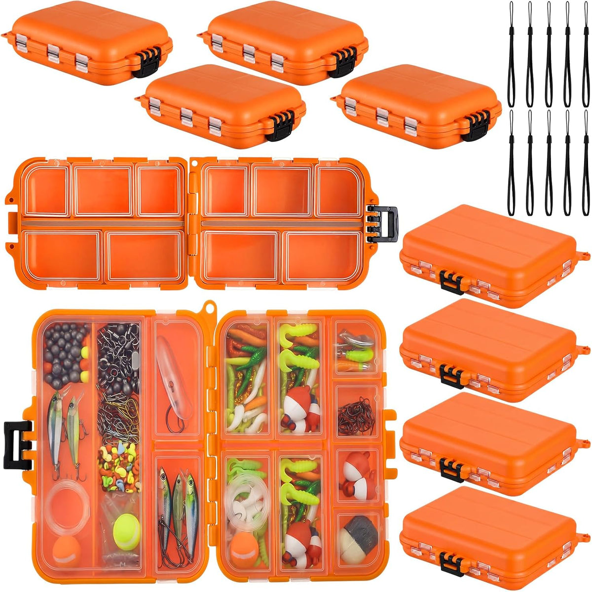 10 Pack Small Tackle Box Organizer for Fishing, Mini Double Sided Portable Pocket Tackle Box Containers for Hooks Lure Baits Swivels Jigs Storage Kayak Boxes(Black)