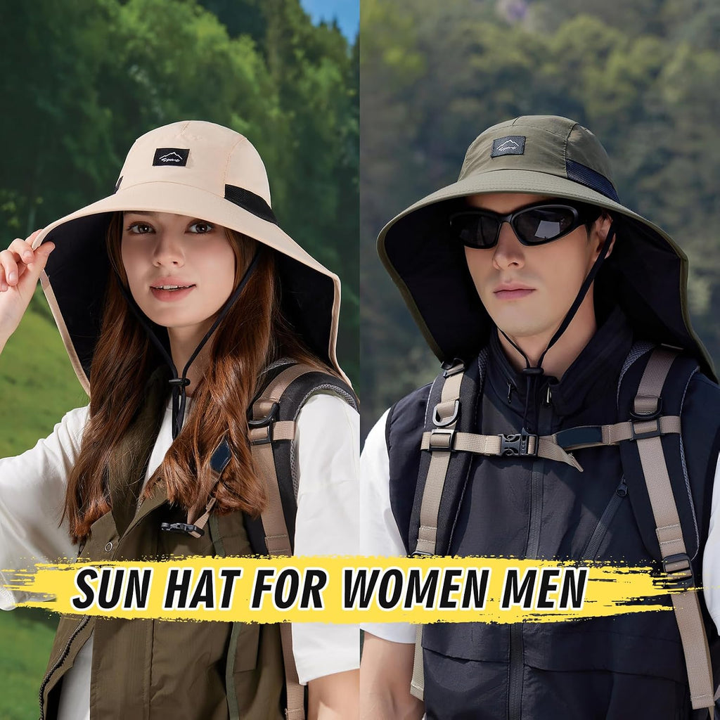 Rosoz Outdoor Sun Hat for Men Women, UPF 50+Fishing Hat with Neck Flap