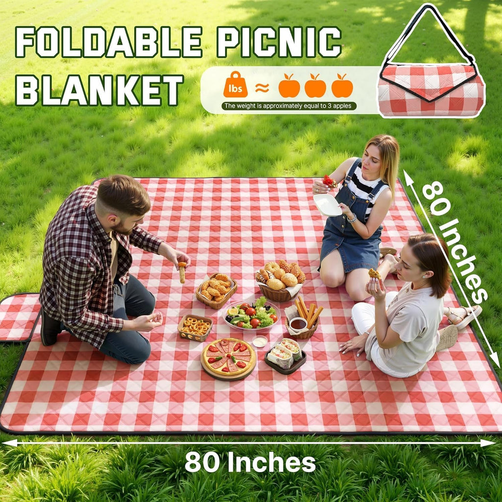 TigeJoy Extra Large Picnic Blanket Waterproof Beach Blanket 80''x80''