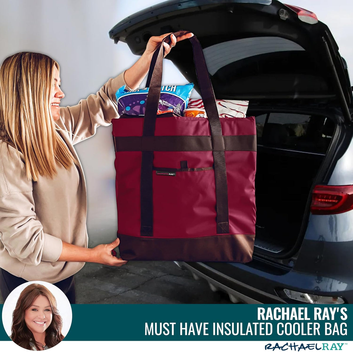 Rachael Ray Jumbo Chillout Thermal Tote, Insulated Soft Sided Cooler Bag
