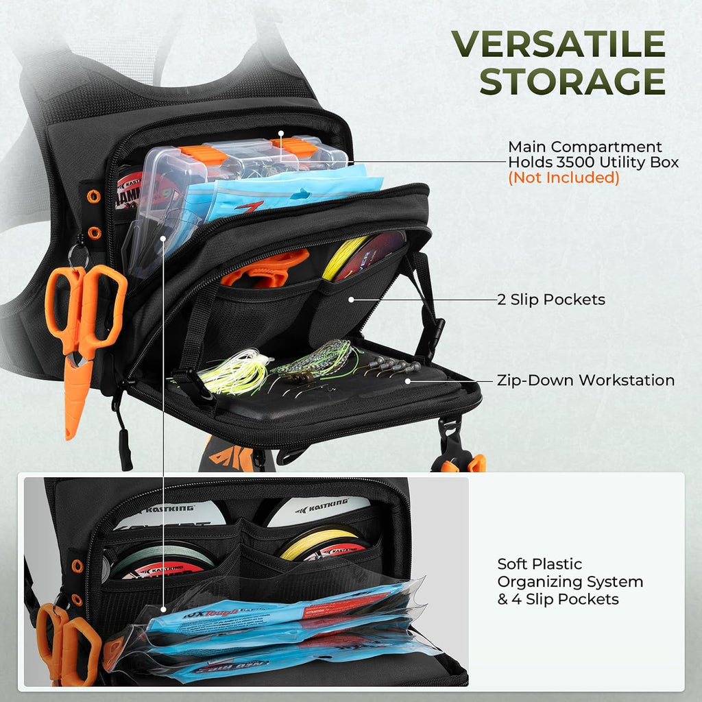 KastKing BaitBoss Water-Resistant Fishing Chest Pack; Fishing Bag for Men