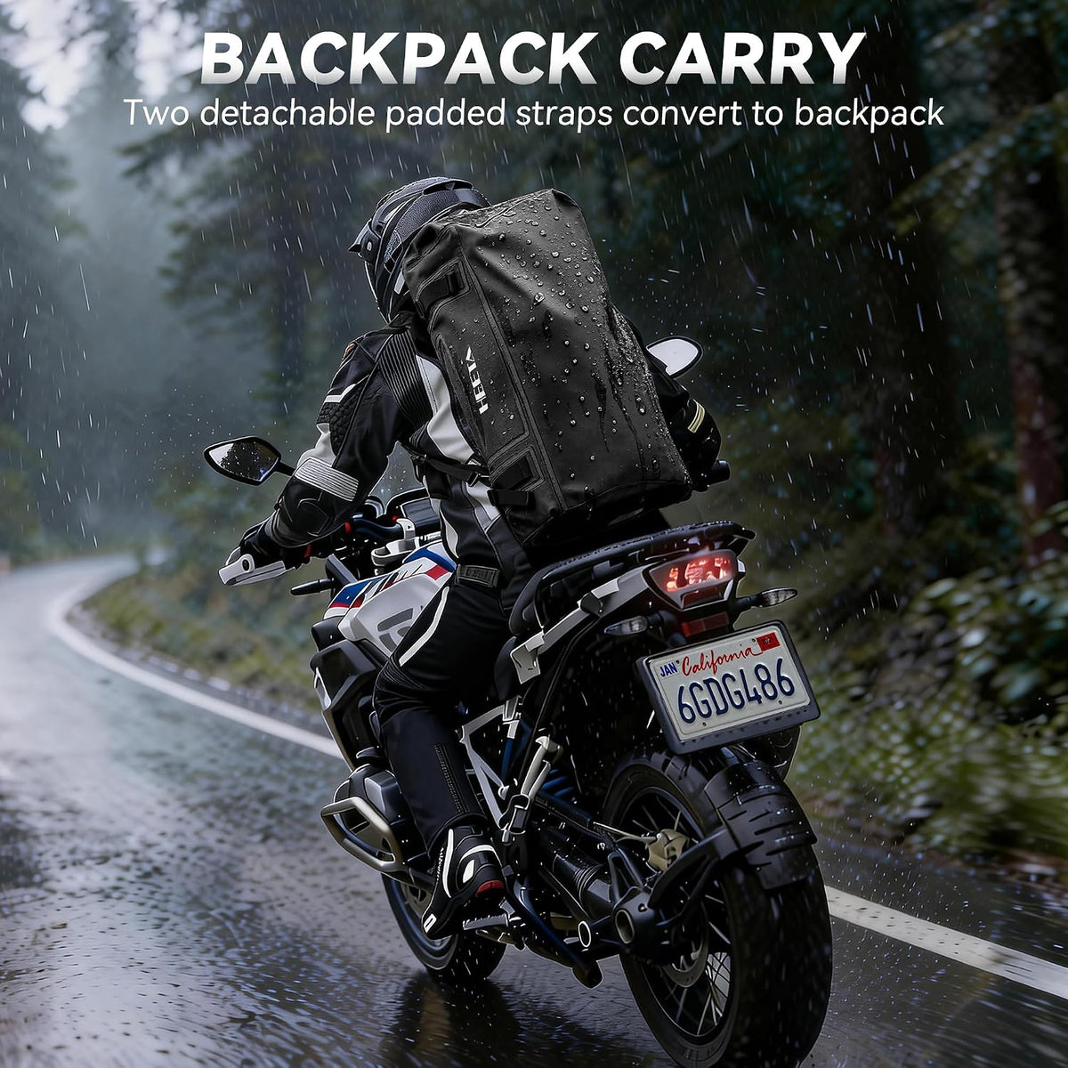 HEETA Waterproof Motorcycle Dry Bag Duffel Luggage Travel Bags, Black 50L