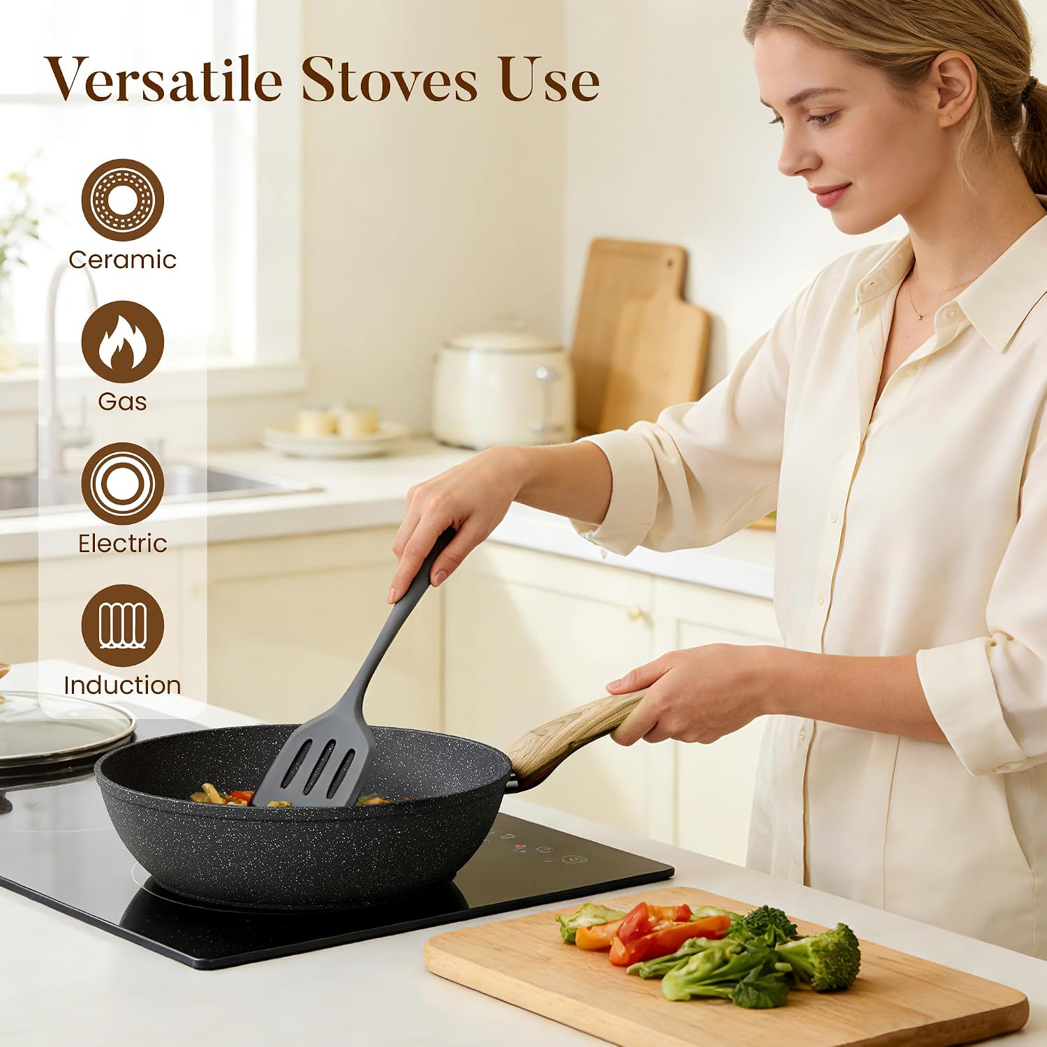 Kitchen Academy 12pcs Pots and Pans Set Non Stick, Induction Cookware