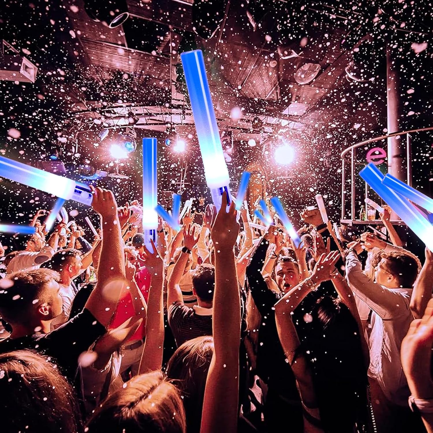 Reusable LED Glow Sticks(6 Pack), Blue Steady LED Flashing Bright Glow Light sticks, Equipped with AAA Battery Powered LED Sticks, Concert Glow in the Dark Party Favor Supplies