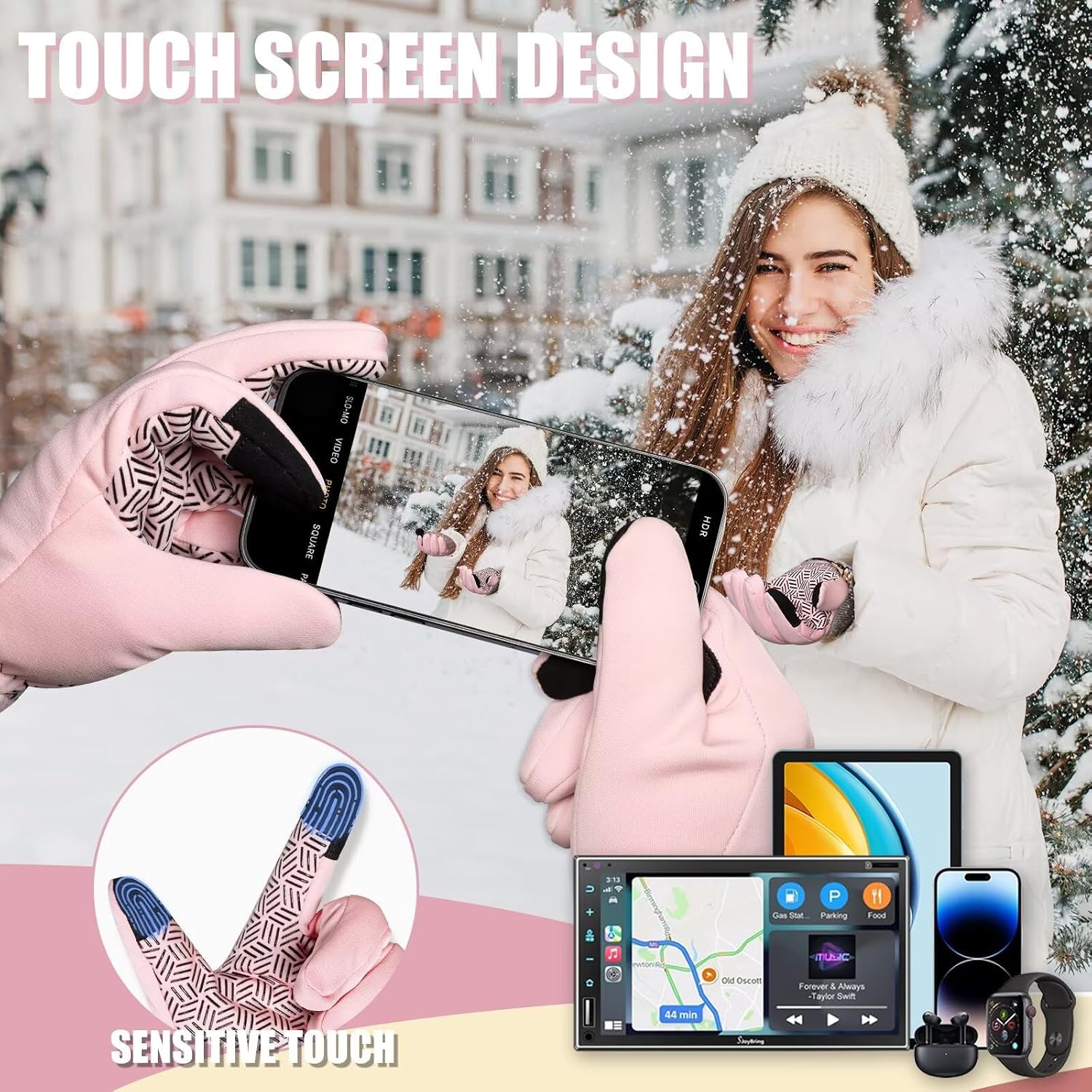 Pixel Panda Winter Gloves for Men Women Warm Touchscreen Gloves for Cold Weather for Cycling, Driving, Running, Hiking, Work