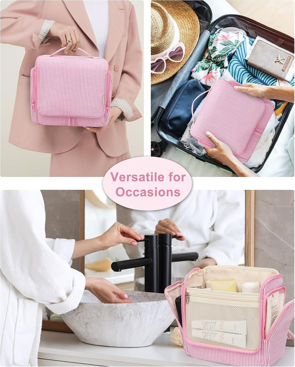 Relavel Travel Hanging Toiletry Bag, Makeup Bag for Women Girls Kids Gifts