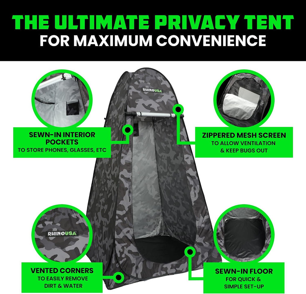 Rhino USA Pop-Up Privacy Changing Tent - Portable Camp Shower & Toilet
