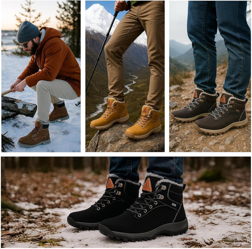 Mishansha Men's Waterproof Snow Boots, Warm Winter Boots