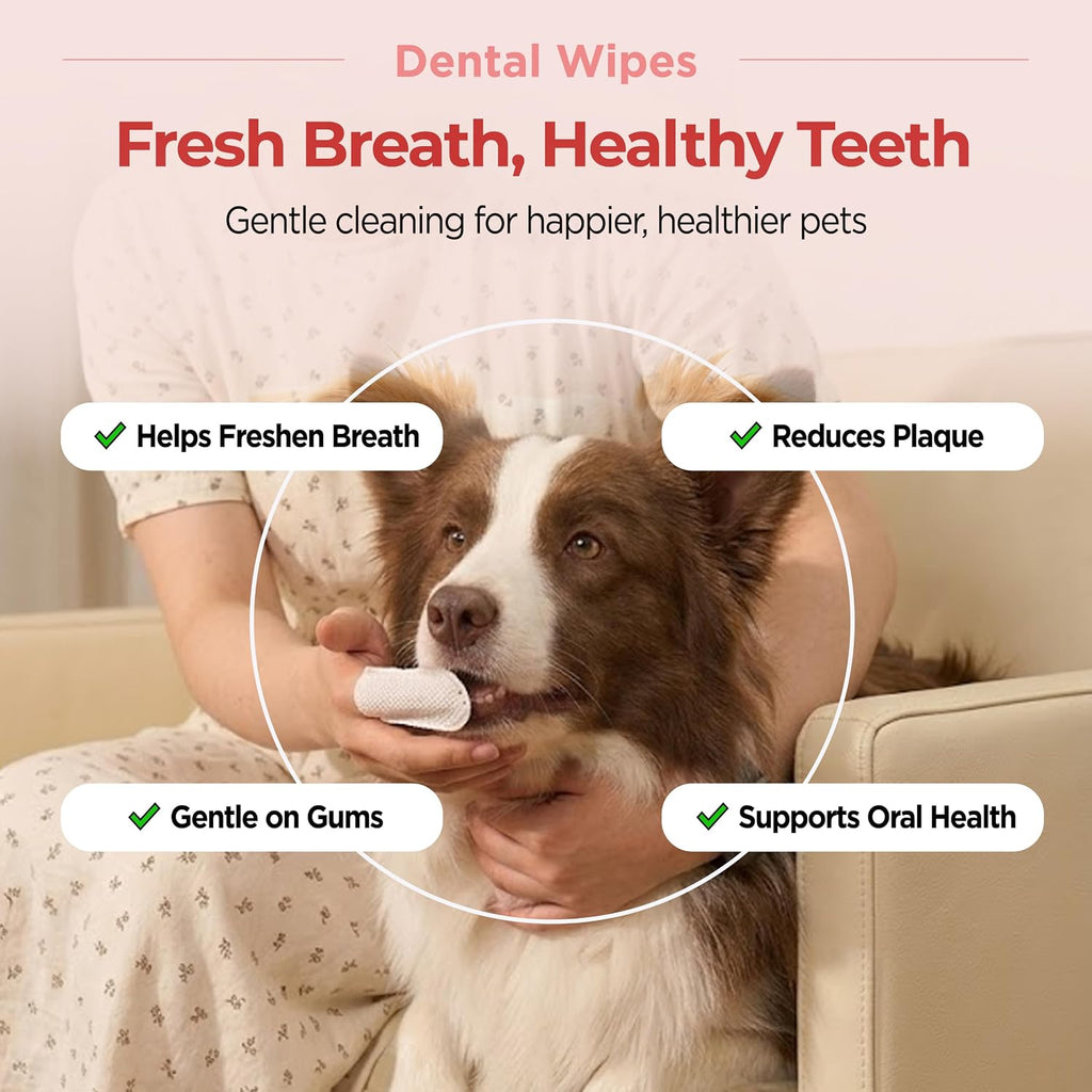 JAYU PET Unscented Dental Finger Wipes for Dogs and Cats, 50 Count
