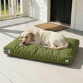 Sytopia 42 Inch Indestructible Dog Bed for Aggressive Chewers, Chew Proof Durable Outdoor Canvas Pet Crate Mat with Waterproof Washable Removable Cover, Indoor Patio Pet Pad for Crate, Green