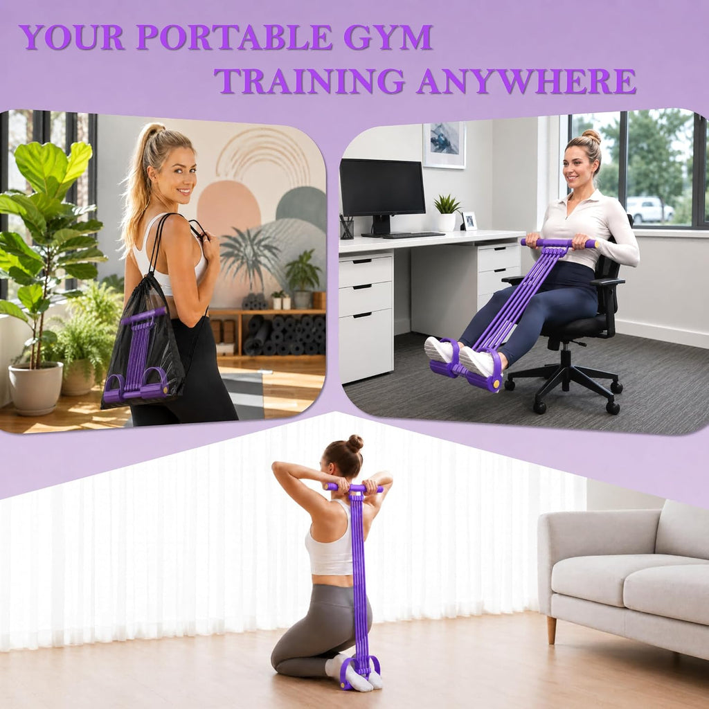 Upgraded 10-Tube Pedal Resistance Band with Handle for Ab Core Workout