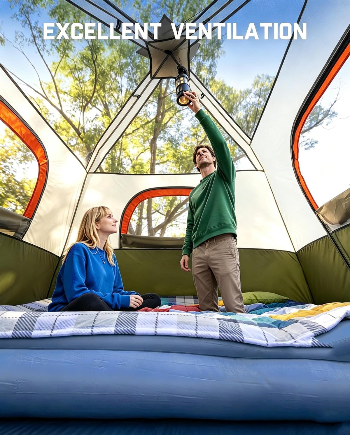 3/4 Person Camping Tent with 1 Door, 4 Windows, and Upgraded Ventilation– Instant Setup, Waterproof, 8'x 8'x 67''Oxford Fabric Floor Pop Up in 60 Seconds Includes Rainfly and Backpack