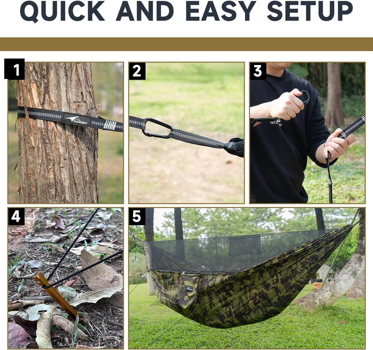 Camping Hammock with Mosquito Net and Ridge Rope, 2 Person Extra Large