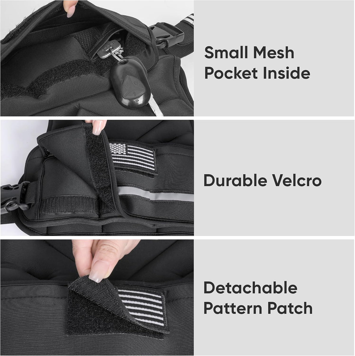 APEXUP Adjustable Weighted Vest, 4-10lb/12-18lb/20-32lb Vest with 6 Ironsand Weights and Large Pocket, Weight Vest for Men Women Strength Training, Running, Walking