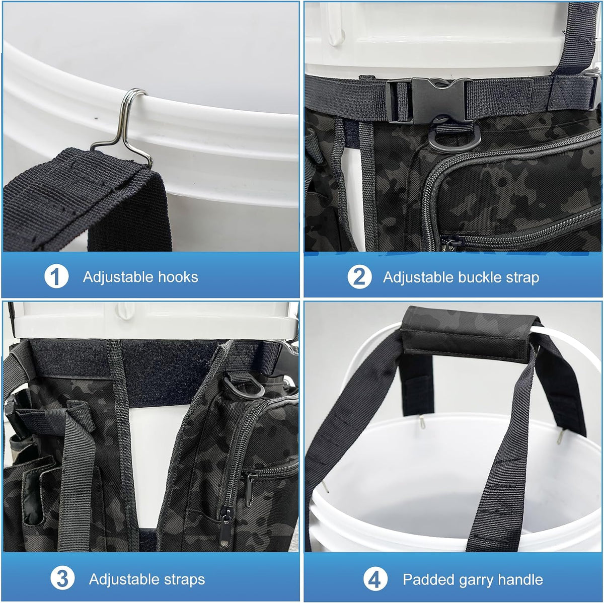 Fishing Bucket Organizer with Bucket Cover Fishing Tackle Bag with Rod & Plier Holder, Multi-Pockets for 5 Gallon Bucket Fishing Gear & Accessories Father Gifts