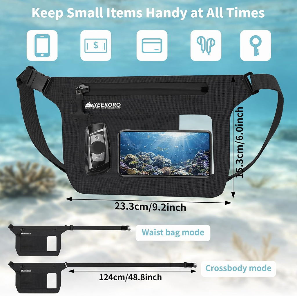 Phone Pouch, IPX8 Waterproof Reusable Fanny Pack,Large Dry Bag