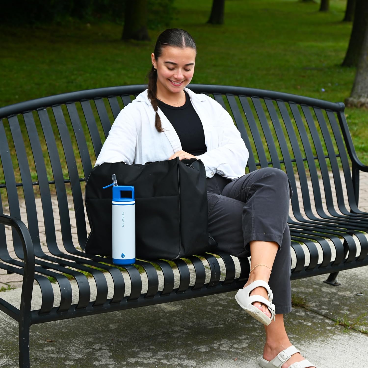 GROSCHE Alpine Shimmer Insulated Bottle Leakproof Lid, Glacier White, 20 o