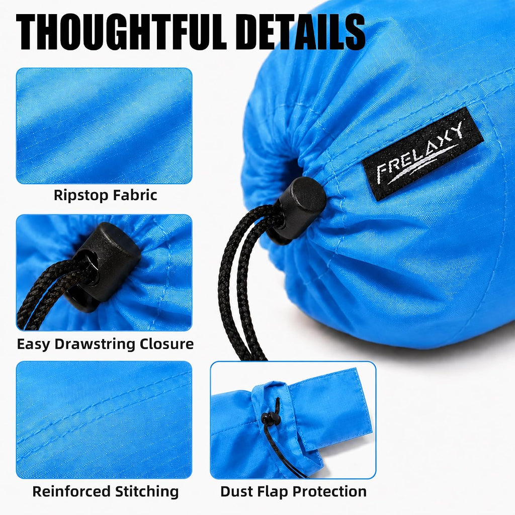 Frelaxy Stuff Sack Set 5-Pack (3L&5L&9L&15L&20L), Ultralight Ditty Bags with Dust Flap for Traveling Hiking Backpacking (Sky Blue&Blue&Navy&Army Green&Black)