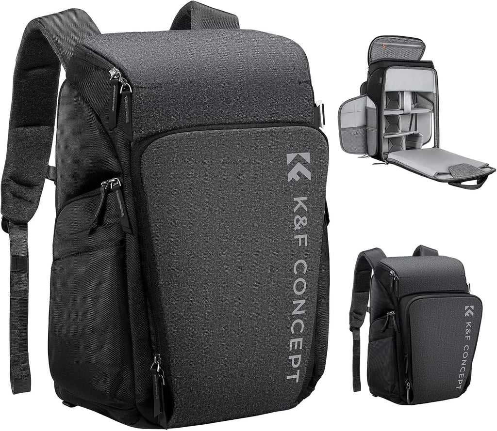 K&F CONCEPT Camera Backpack, 22L Expandable Camera Bag with Rain Cover