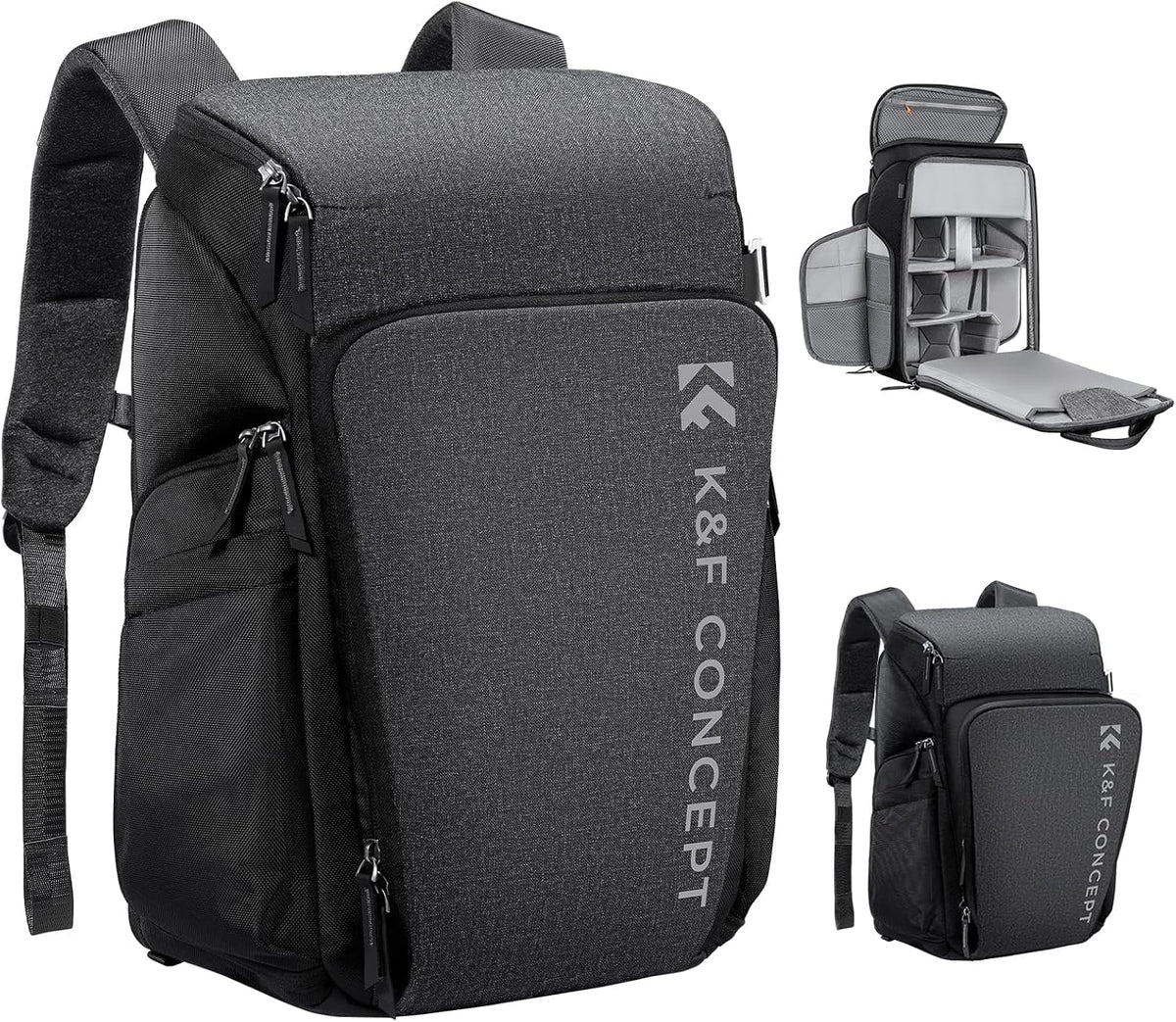 K&F CONCEPT Camera Backpack, 22L Expandable Camera Bag with Rain Cover