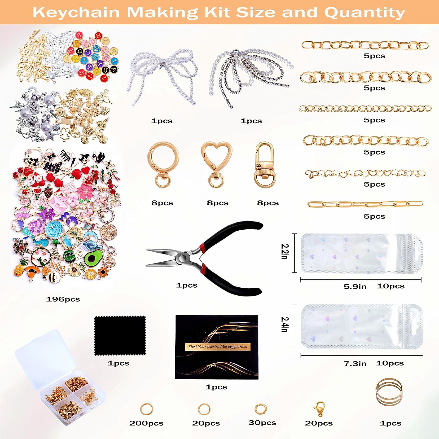Wurosi 544Pcs Bag Charm Kit, Charms Lip Gloss Keychain Making Kit