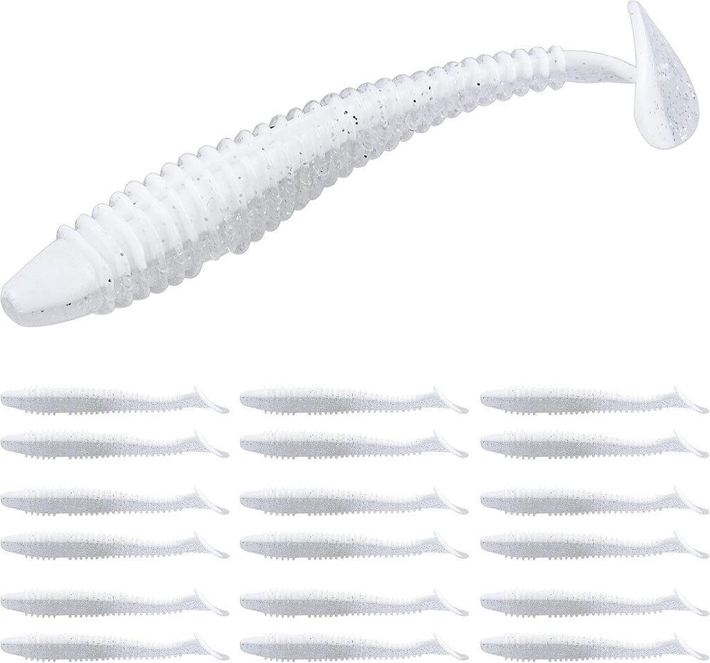 RUNCL Swimbaits Paddle 10/20/30/40PCS, 5/4/3/2 Inchs Paddle Tail, Soft Lure for Trout Crappie Bass, Durable Plastic Bait Swimmer for Saltwater/Freshwater, Fishing Lover's Gift