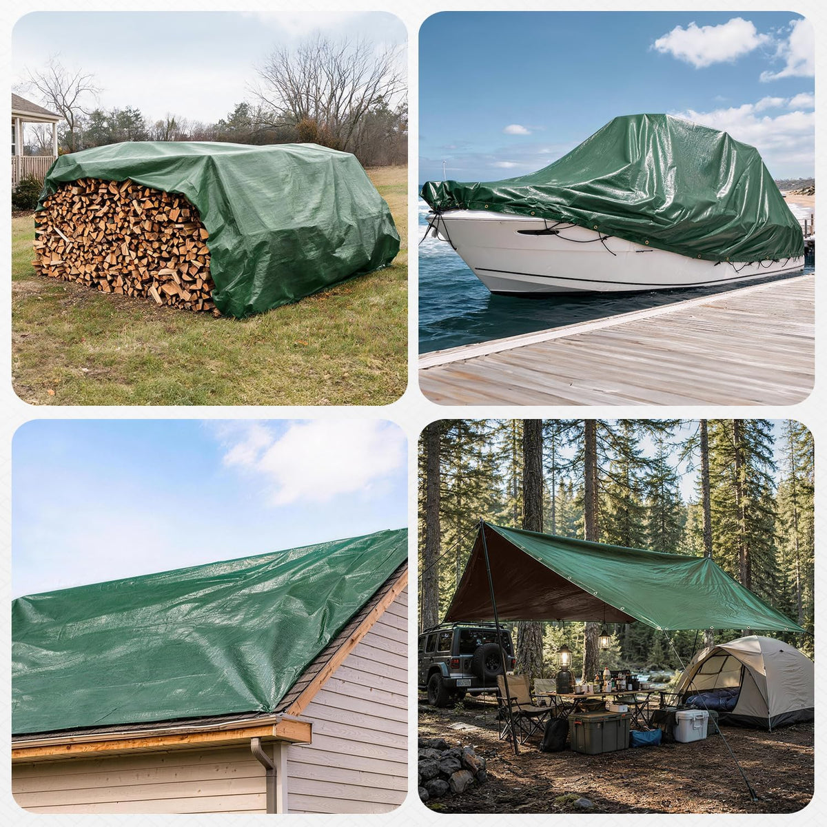 Heavy Duty Waterproof Tarp, 12 x 16 FT, 14 Mil, Multipurpose Outdoor Cover