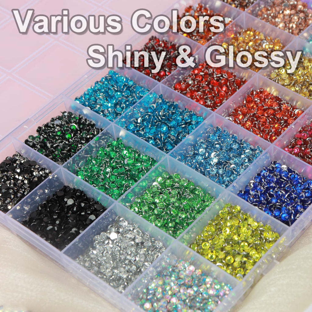 56 Colors Rhinestones for Bedazzling, 2 Boxes 3mm Multicolor Resin Jelly Flatback Gems with 3 Pcs B7000 Jewelry Glue & Tools, Bedazzler Kit for DIY Crafts Book Clothes Makeup Shoes Gifts Decor