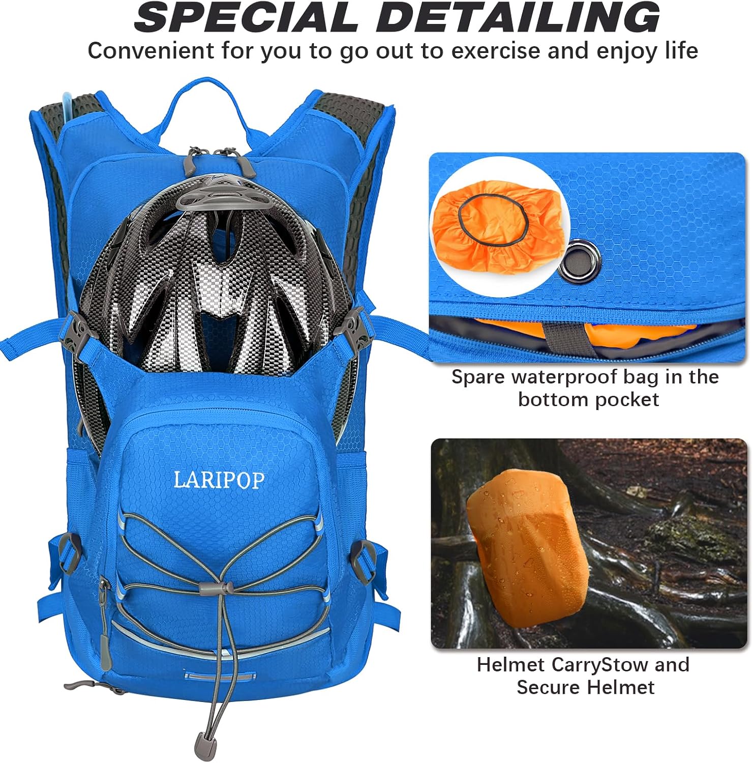 LARIPOP 18L Hydration Backpack with 2L Leak-Proof Water Bladder for Hiking Cycling Running Men Women