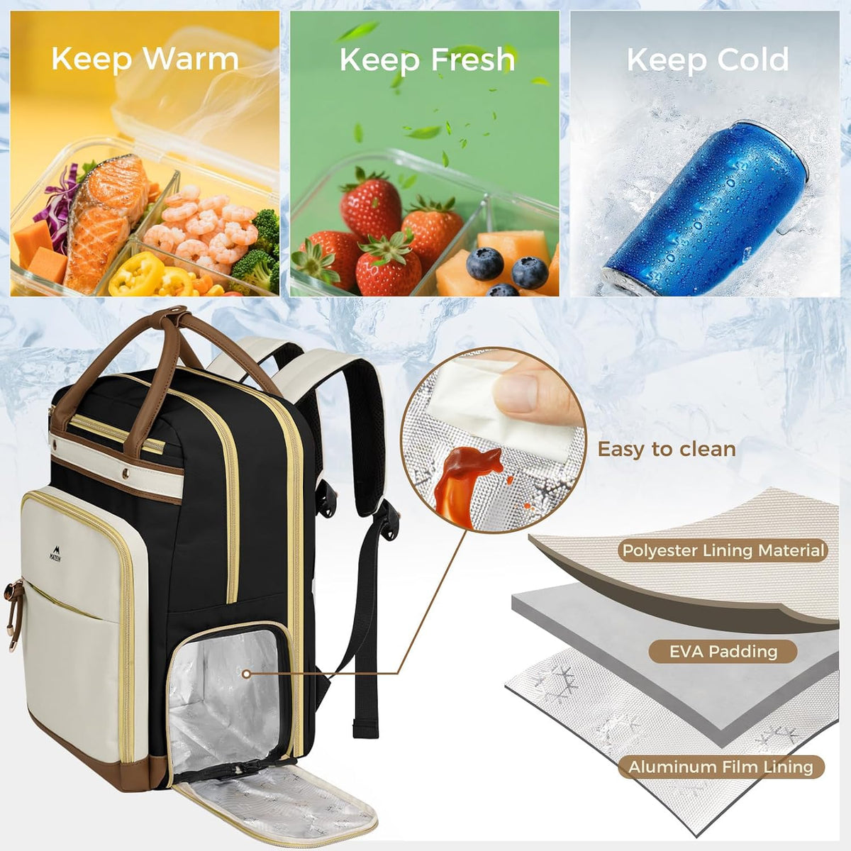 MATEIN Teacher Backpack with Organized Pocket, Lunch Backpack for Women