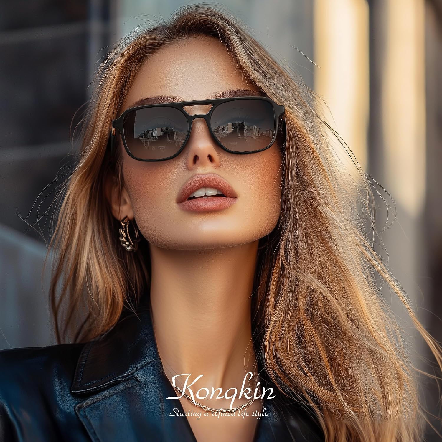 Retro Aviator Sunglasses for Women Men,Trendy Polarized Sun Glasses