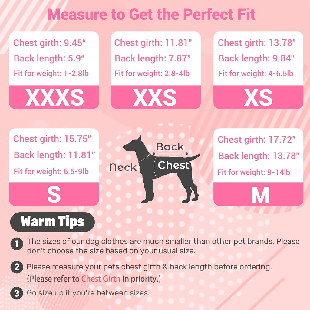 Dog Dresses for Small Dogs Girl, Fashion Small Dog Clothes for Girls, Teacup Chihuahua Toy Poodle Puppy Clothes and Bows, Summer Lightweight Sweet Princess Tutu with Dog Bowknot Clips, Pink