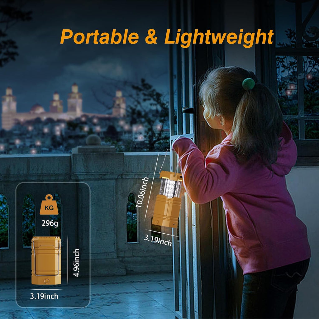 Electric LED Camping Lantern, Portable 3000mAh Solar Hand Crank Flashlight