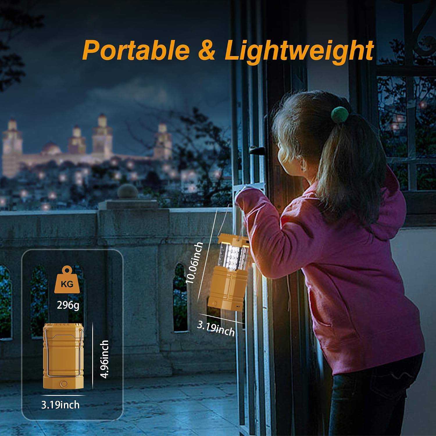 Electric LED Camping Lantern, Portable 3000mAh Solar Hand Crank Flashlight