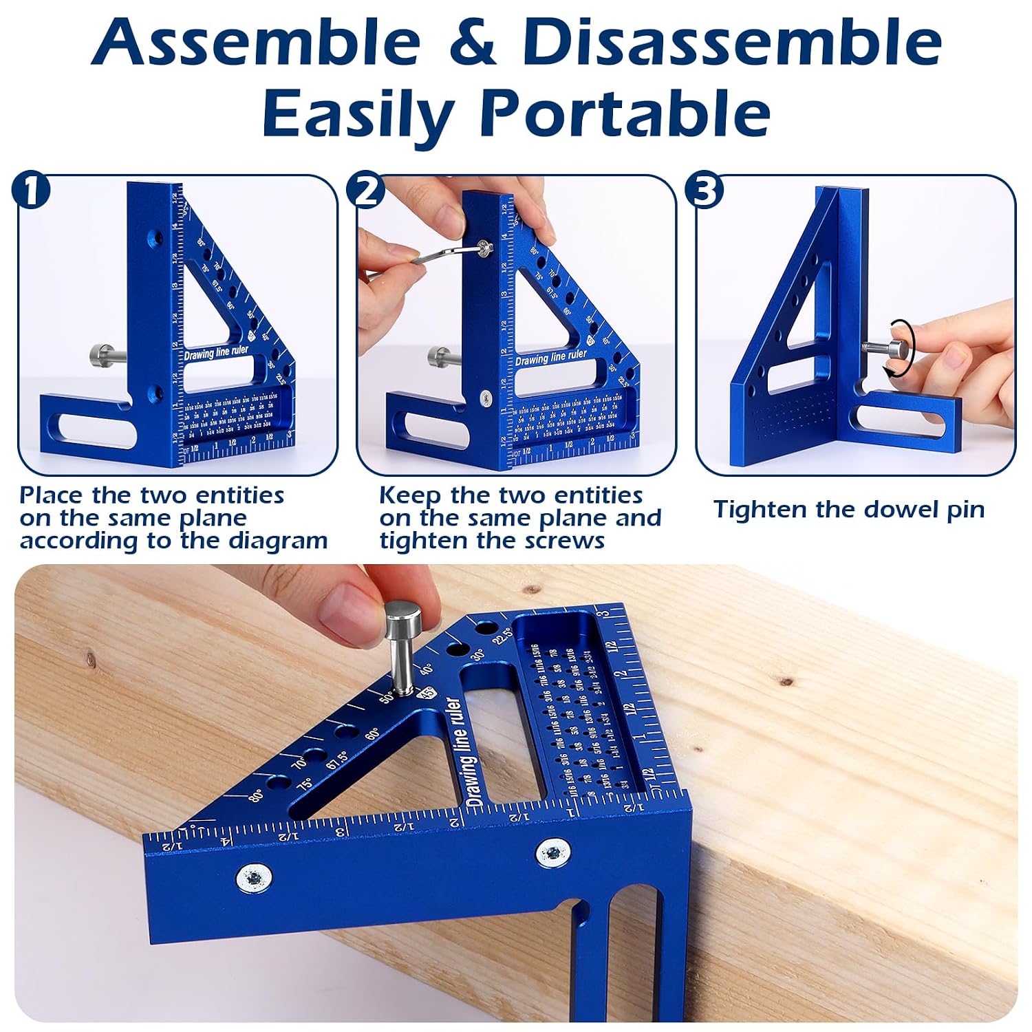 3D Multi-Angle Measuring Ruler -Precision Woodworking 3D Square Protractor