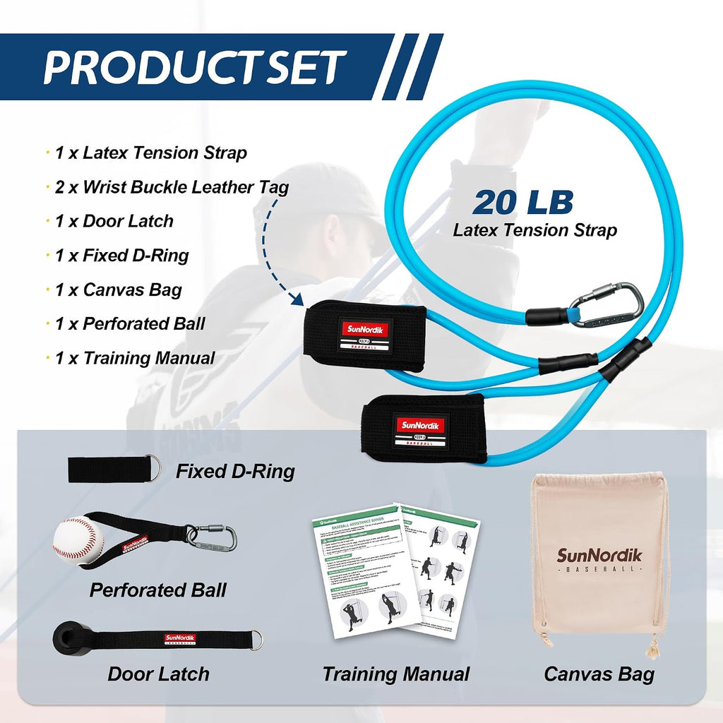 SunNordik Resistance Bands for Pitchers with Carry Bag