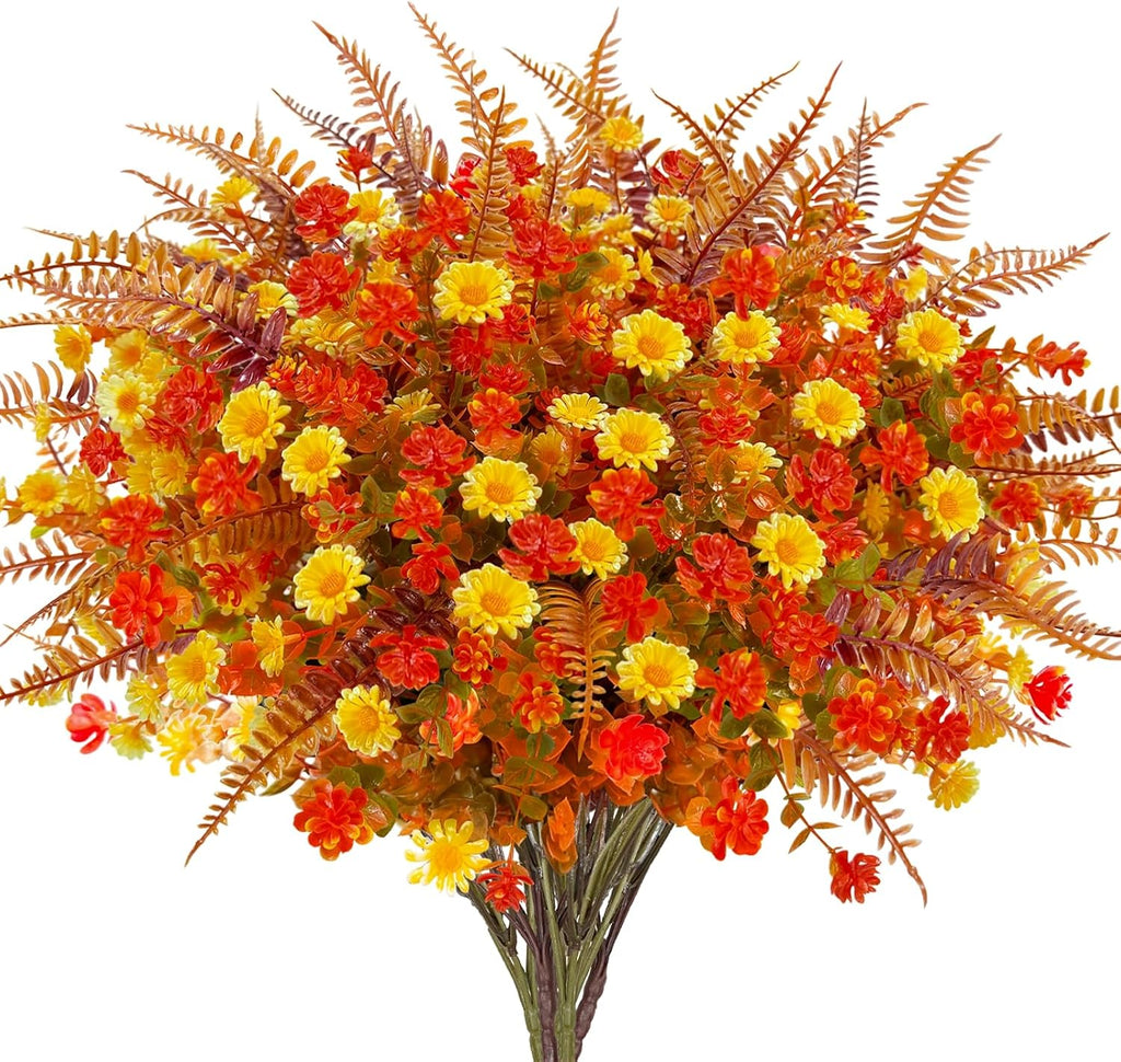 12 Bundles Artificial Fall Flowers for Outdoors Fall Decorations for Home
