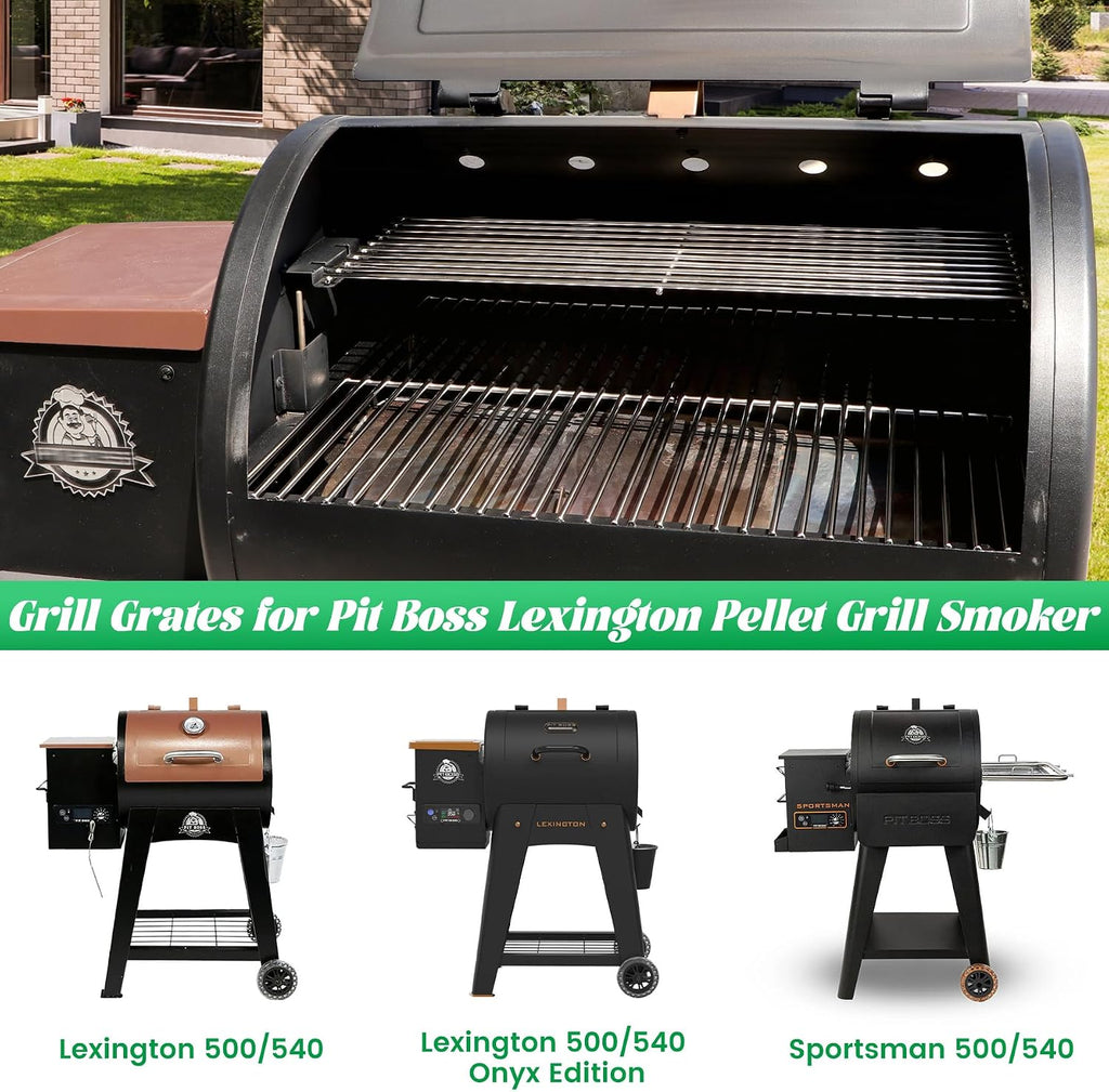 Grill Grates for Pit Boss Lexington 500 540 Series Stainless Steel Cooking Grid Grate Grilling Rack Wood Pellet Smoker Pitboss PB540 PB500LX-005 Replacement Parts 31172 BBQ Accessory