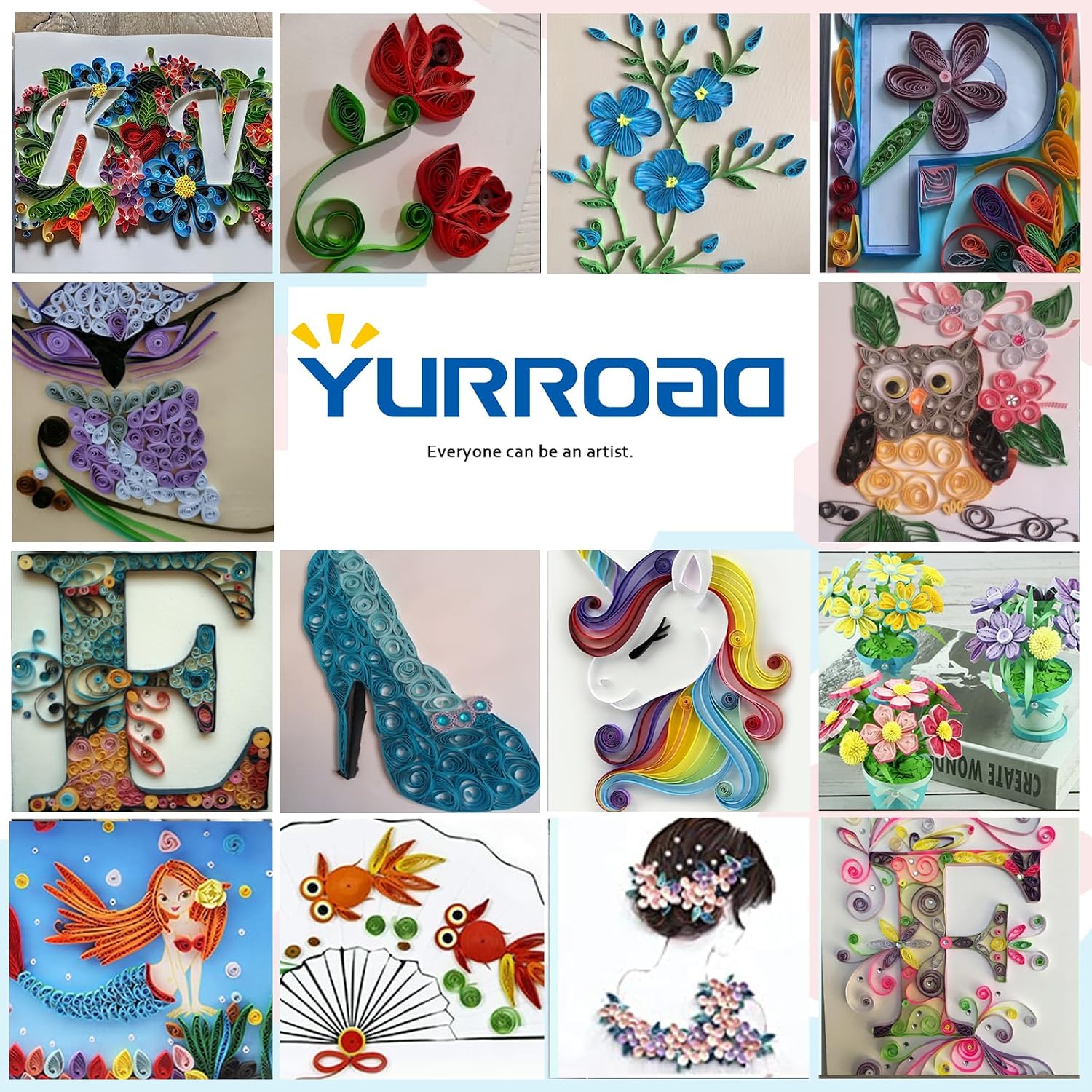 YURROAD All-in-One Paper Quilling Kit, 1860 Paper Strips, 22 Quilling Tools
