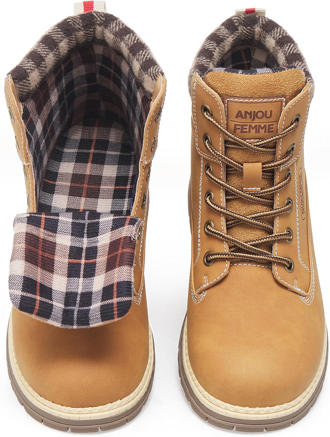 ANJOUFEMME Outdoor Hiking Boots for Women Waterproof - Womens Ankle Boots Lightweight Snow Winter Boots for Trekking Walking