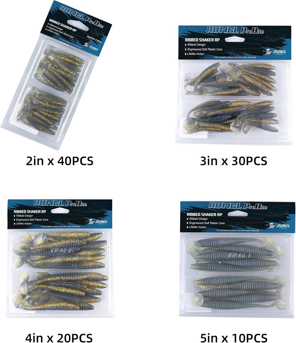 RUNCL Swimbaits Paddle 10/20/30/40PCS, 5/4/3/2 Inchs Paddle Tail, Soft Lure for Trout Crappie Bass, Durable Plastic Bait Swimmer for Saltwater/Freshwater, Fishing Lover's Gift