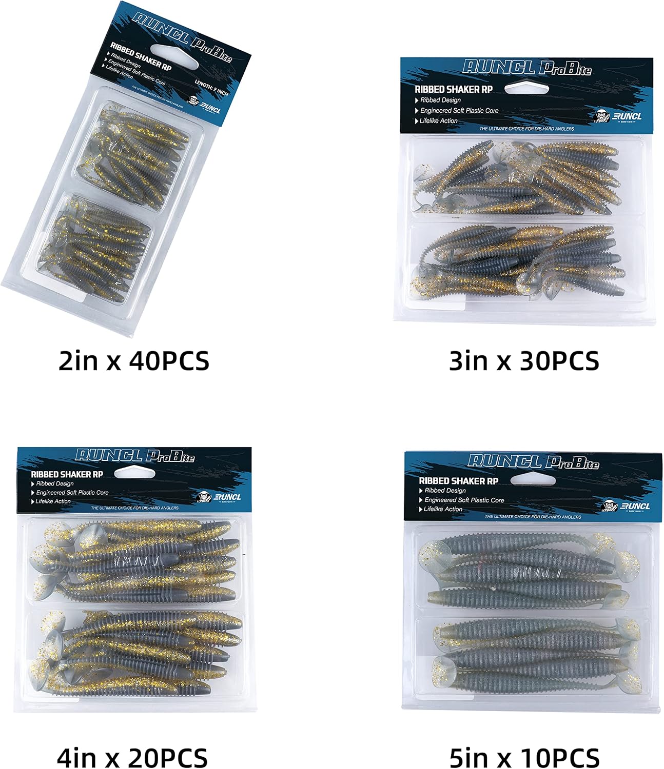 RUNCL Swimbaits Paddle 10/20/30/40PCS, 5/4/3/2 Inchs Paddle Tail, Soft Lure for Trout Crappie Bass, Durable Plastic Bait Swimmer for Saltwater/Freshwater, Fishing Lover's Gift