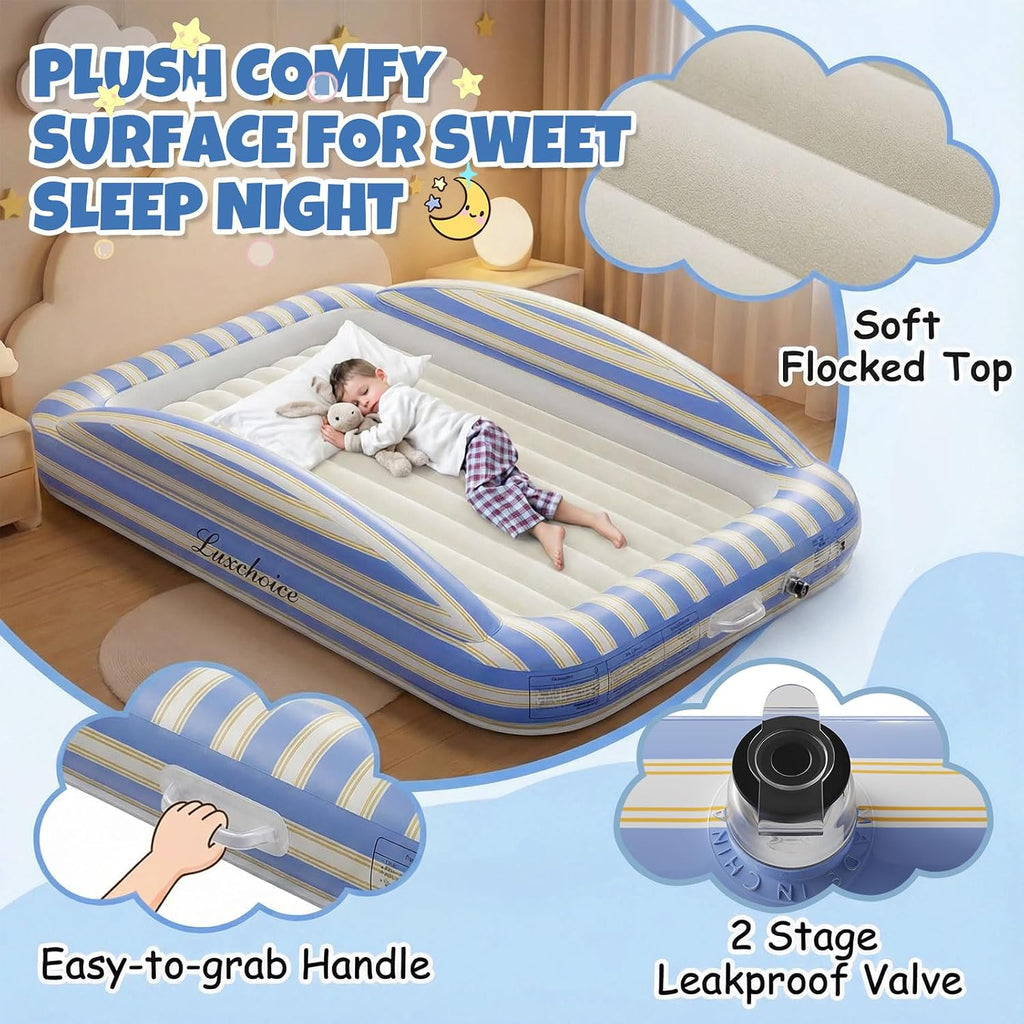 Luxchoice Inflatable Toddler Travel Bed Rechargeable Pump Todder Mattress
