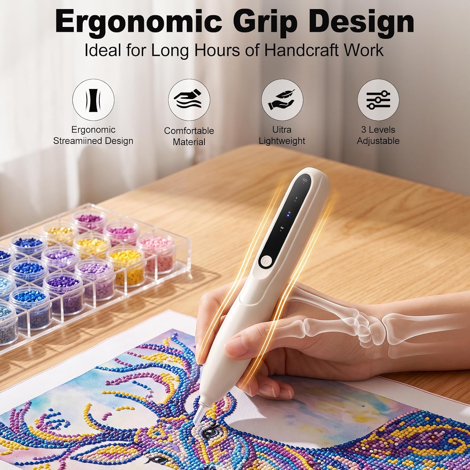 Diamond Painting Pen Kit with 4 Replaceable Tips, Resin Diamond Art Pen
