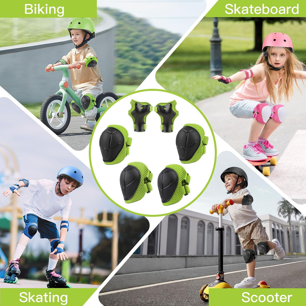 WayEee 6PCS Kids Protective Gear Set Knee Pads Elbow Pads Wrist Guards/3-14