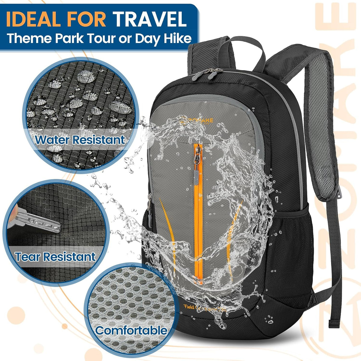 ZOMAKE Lightweight Packable Backpack 25L, Foldable Hiking Daypack