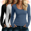 Riyiper 3 Pack Women's Thermal Long Sleeve Shirts Scoop Neck Top